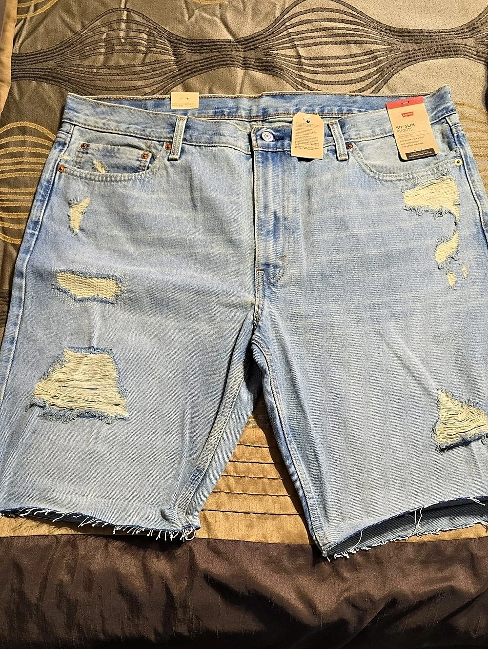 Levi's 511 Distressed Jean Shorts Blue Waist 42 NWT